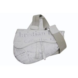 Christian Dior Daniel Arsham Newspaper Saddle Shoulder Bag White Calfskin